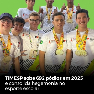 TIMESP sobe 692 pódios em 2025 e consolida hegemonia no esporte escolar